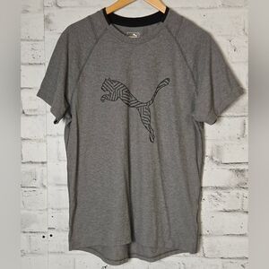 Puma Men’s Grey Graphic Logo T-Shirt Size L Short Sleeve Athleisure